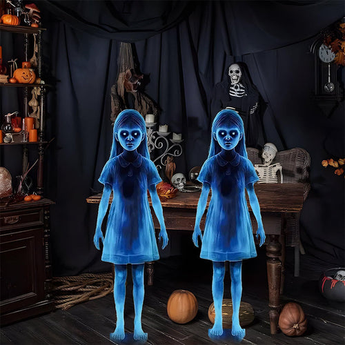 👻Halloween garden decoration with ghost girl – metal material, windproof, sunproof and rainproof