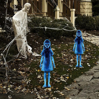 👻Halloween garden decoration with ghost girl – metal material, windproof, sunproof and rainproof