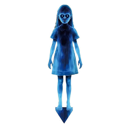 👻Halloween garden decoration with ghost girl – metal material, windproof, sunproof and rainproof